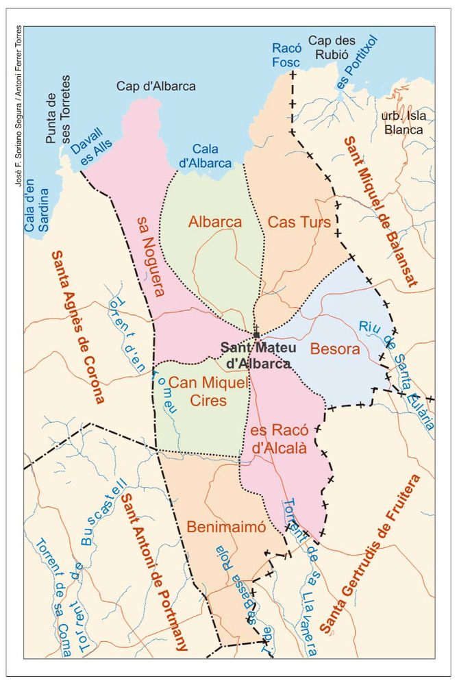 Mapa de les véndes del poble de Sant Mateu d´Albarca.