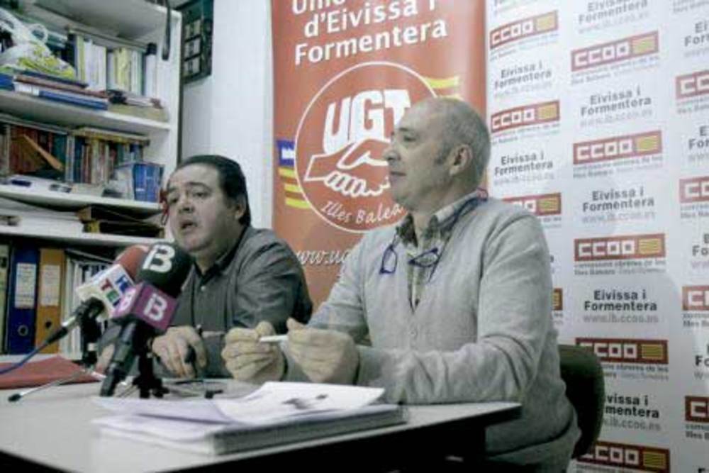 Sindicalisme. Diego Ruiz i Felipe Zarco, secretaris generals de la UGT i de CCOO de les Pitiüses el 2014.