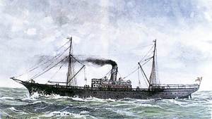 El vaixell Bellver, segons un dibuix de Ramon Sampol Isern.