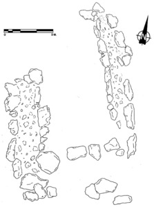 Croquis planimètric del jaciment prehistòric de sa Cala III. Elaboració: E. Díes i Altres.
