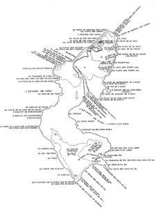 Mapa de topònims de sa Conillera, obra de Cosme Aguiló.