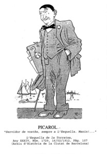 Autocaricatura de Josep Costa Ferrer "Picarol". Extret de <em>L´Esquella de la Torratxa</em>, 1912.