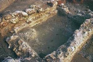 Època romana. Una de les cubetes del jaciment de s´Argamassa, d´època altimperial romana. Foto: Joan Ramon Torres.