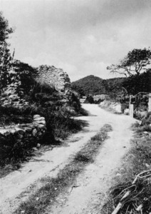 Restes de la torre d´en Guerxo, ja desapareguda, en una foto de devers 1965, a la vénda de Cas Marins, de Sant Josep de sa Talaia. Foto: Eduardo J. Posadas López.