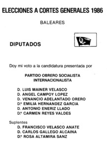 Candidatura que presentà a les Balears el Partit Obrer Socialista Internacionalista (POSI) a les eleccions generals de 1986.
