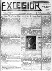 <em>Excelsior</em>, setmanari catòlic publicat durant la Segona República i que era fervent defensor de les idees del Partit Social Agrari.