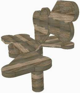 Una altra obra de Pere Planells Bonet: escultura virtual per ser realitzada en fusta, de la sèrie "arbreda Portoalegre".