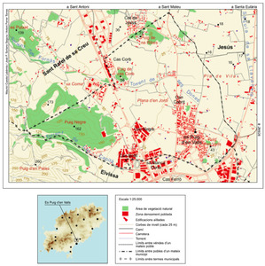 Es Puig d´en Valls. Mapa general del poble. Elaboració: Maurici Cusesta Labèrnia / José F. Soriano Segura / Antoni Ferrer Torres.
