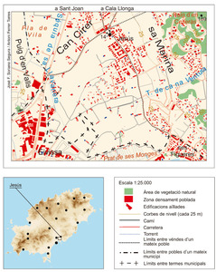 Mapa de la vénda de ses Torres, del poble de Jesús. Elaboració: José F. Soriano Segura / Antoni Ferrer Torres.