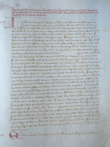 Universitat d´Eivissa. Pàgina del <em>Llibre de la Cadena</em> amb la revisió de les franqueses feta per l´arquebisbe Roderic a Tarragona el juny de 1300. Cortesia de l´Arxiu Històric Municipal d´Eivissa.