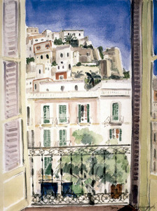 Médard Verburgh: <em>Vista de Dalt Vila des de la meua finestra</em> (1934). Aquarel·la sobre paper, 51 x 38 cm.