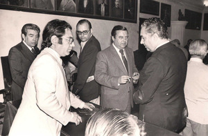 Al centre de la fotografia, Francesc Verdera Ribas en un acte celebrat a la sala de plens de l´Ajuntament d´Eivissa. Foto: arxiu Sánchez Ferreiro.