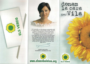Tríptic amb propaganda electoral del partit Els Verds d´Eivissa (EVE) corresponent a les eleccions a l´Ajuntament d´Eivissa de 1999.