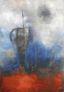 Pilar Villangómez Marí va guanyar el 2n premi de la I Biennal d´Eivissa amb aquesta obra (<em>Sense títol</em>, tècnica mixta, 135 x 94 cm.).