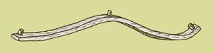 Dibuix d´una doga, als extrems de la qual es duien senalles o lligalls penjats. Dibuix: Vicent Marí Serra "Palermet".