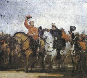 Guerres carlines. Oli de Joaquim Vayreda, on el general Savalls fa presoner el general Nouvillas (1874).