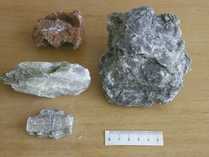 Diversos exemplars de mineral de guix. Foto: Xavier Guasch Ribas.