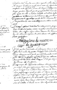 Pàgina de les ordinacions de 1663, dictades pel governador Borja-Llançol.