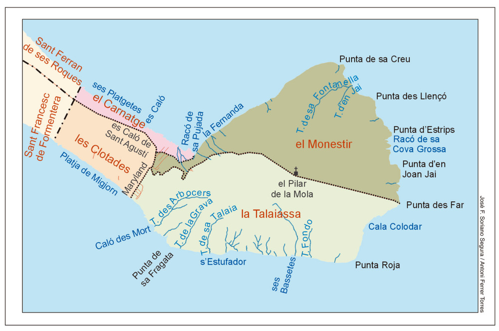 Mapa de les véndes de la Mola. Elaboració: José F. Soriano Segura / Antoni Ferrer Torres.