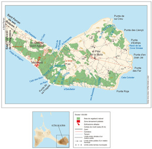 Mapa general de la Mola (Formentera). Elaboració. José F. Soriano Segura / Antoni Ferrer Torres.